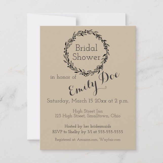 Invitation de mariage simple personnalisable pour  (Devant)