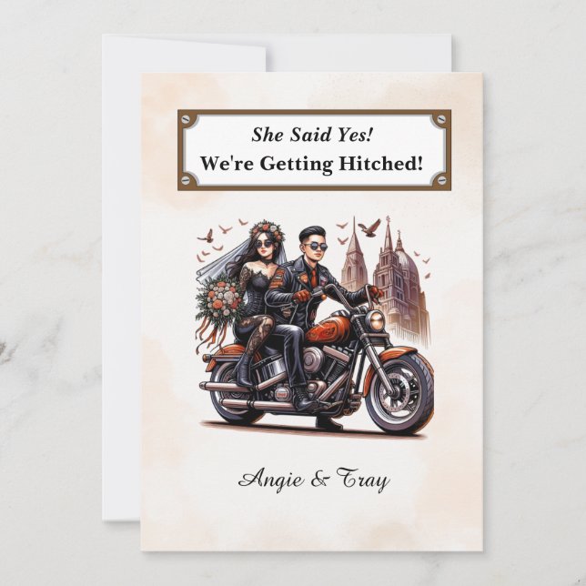Invitation de mariage simple pour motard (Devant)