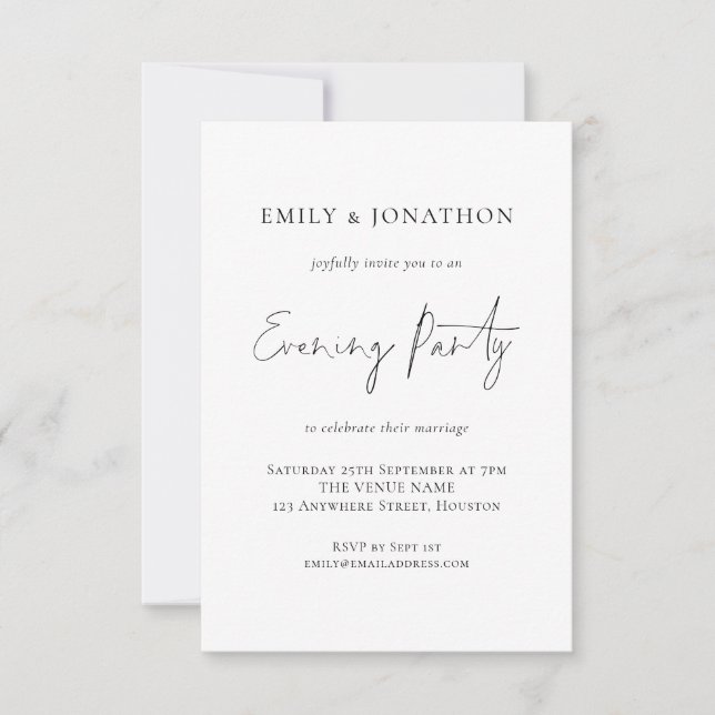 Invitation de mariage simple soirée de mariage (Devant)