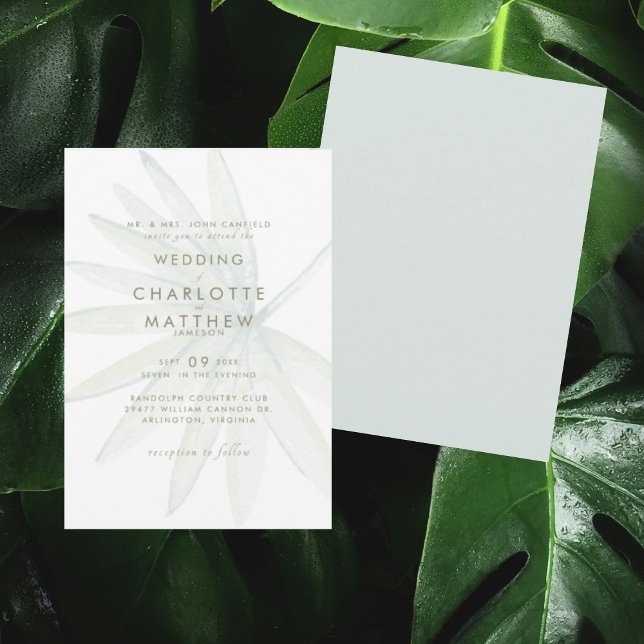 Invitation de mariage simple tropicale à tige et m (Créateur téléchargé)