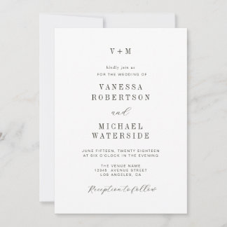 invitation de mariage simple unique noir et blanc
