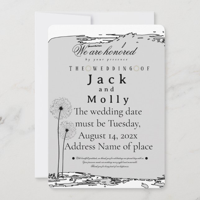 Invitation de mariage Simplicité qui parle de luxe (Devant)