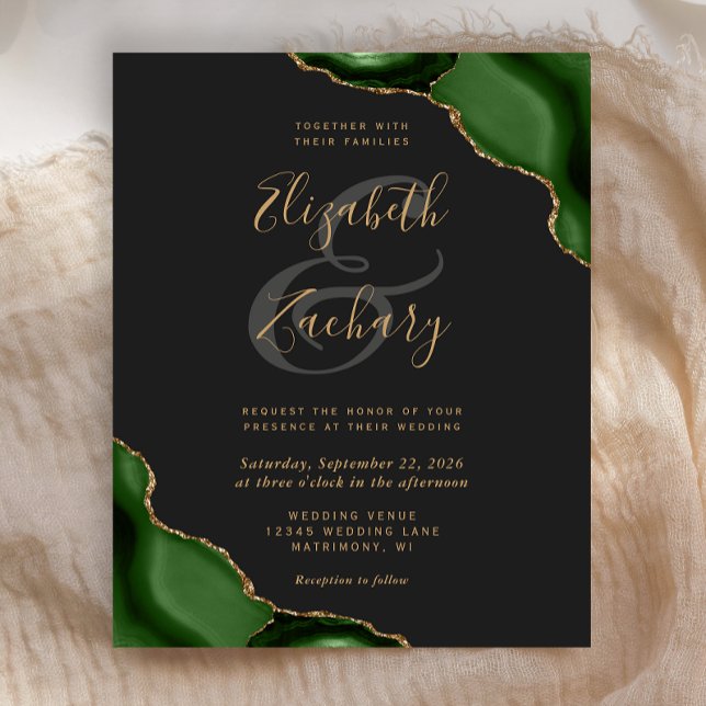 Invitation de mariage sombre Budget Chasseur Vert  (Créateur téléchargé)