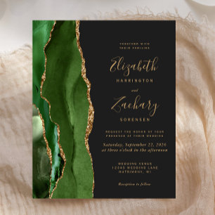 Invitation de mariage sombre Budget Hunter Vert Or