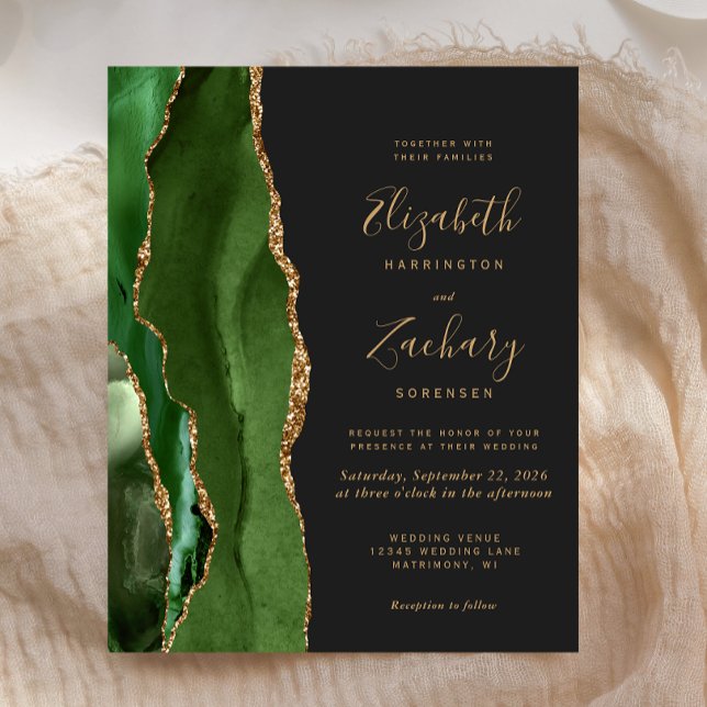 Invitation de mariage sombre Budget Hunter Vert Or (Créateur téléchargé)