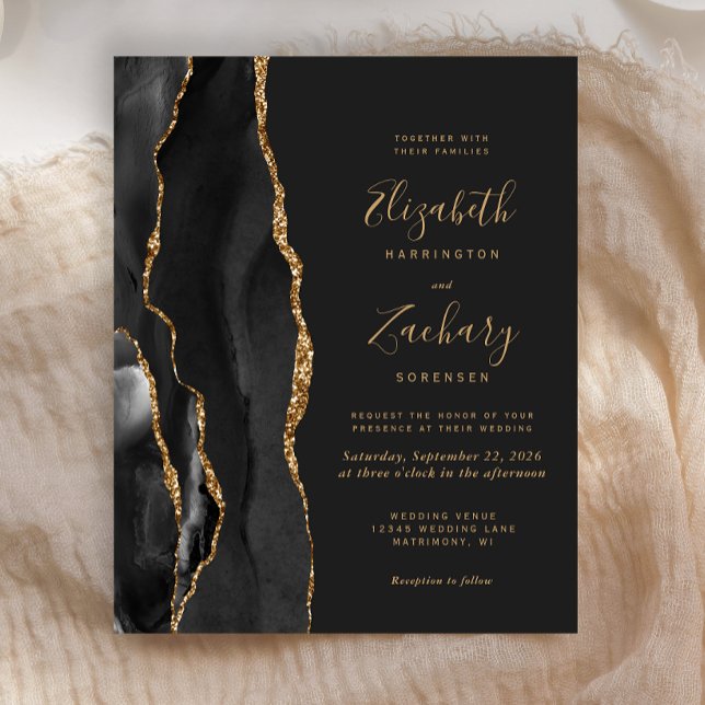 Invitation de mariage sombre élégante Budget Black (Créateur téléchargé)