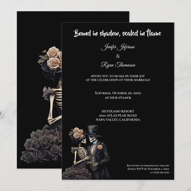 Invitation de mariage sombre gothique Halloween (Devant / Derrière)