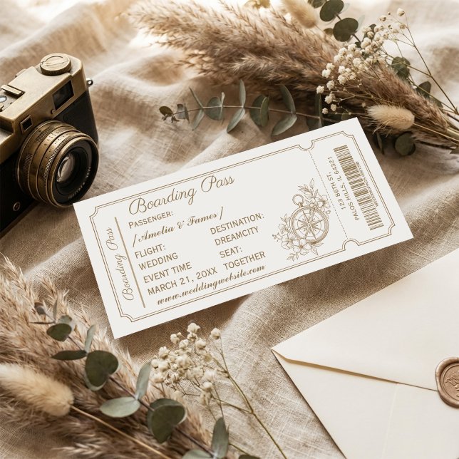 Invitation de mariage sous forme de carte d'embarq (#WeddingInvitation
#BoardingPassWedding
#TravelWedding
#DestinationWedding
#VintageWedding
#WeddingI)