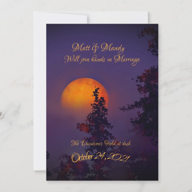 Invitation de mariage sous la lune d'octobre (Devant)