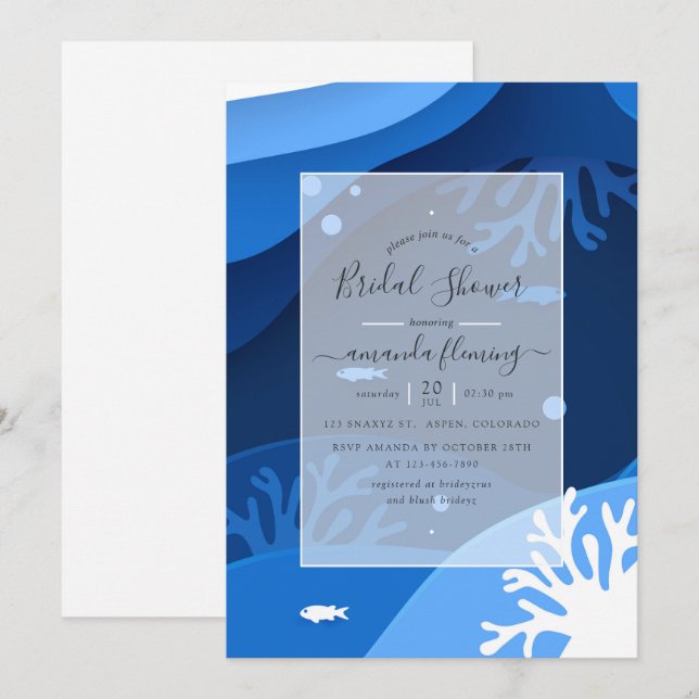 Invitation de mariage sous-marin (Devant / Derrière)