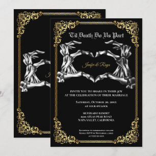 Invitation de mariage squelette Halloween gothique