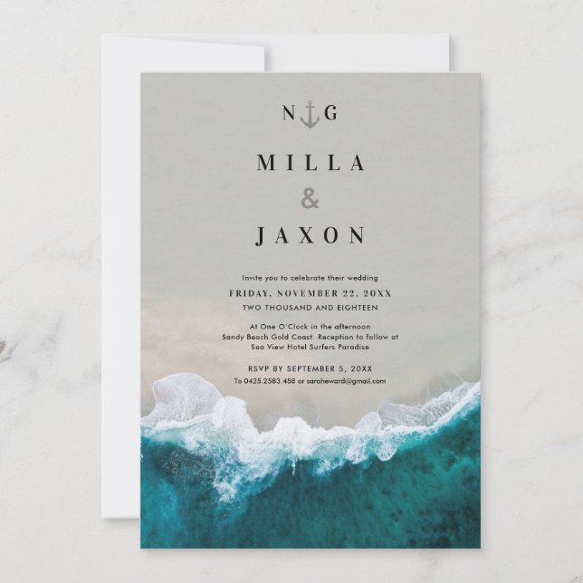 Invitation de mariage sur la plage (Devant)
