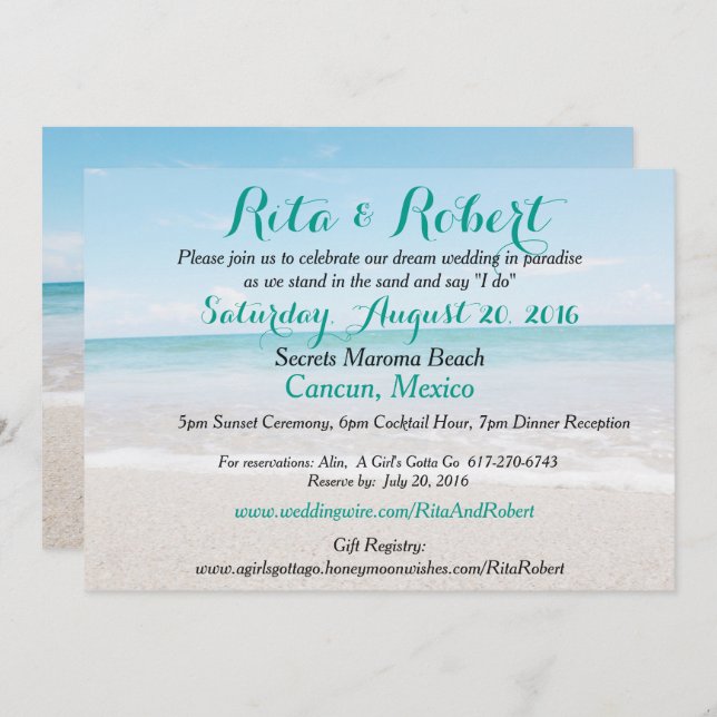 Invitation de mariage sur la plage - Ocean I Art s (Devant / Derrière)