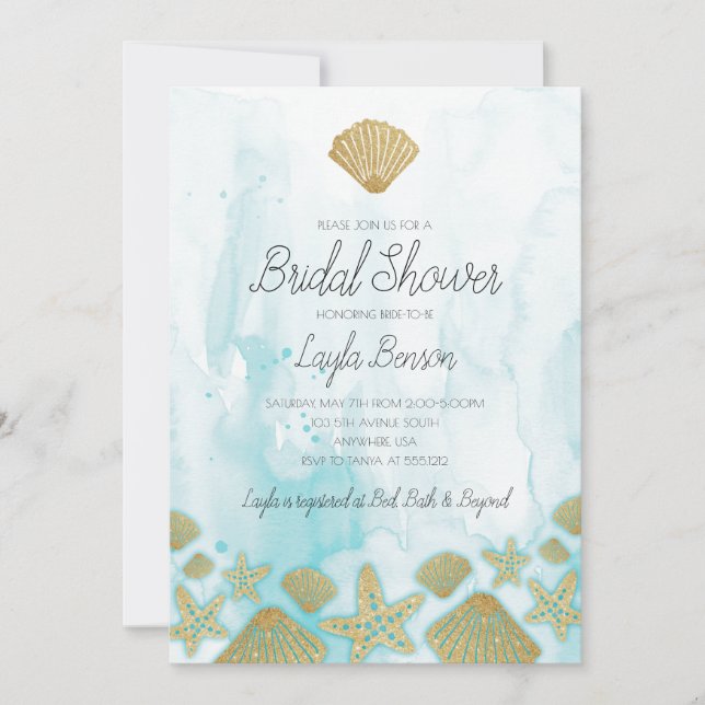 Invitation de mariage sur la plage thème océan (Devant)