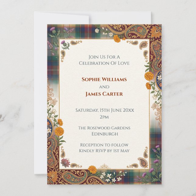 Invitation de mariage sur le patrimoine indien éco (Devant)