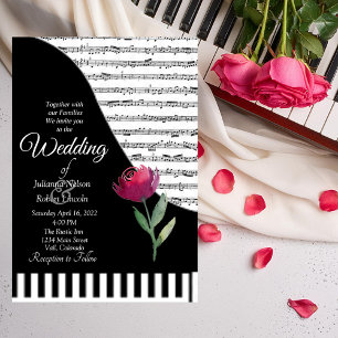 Invitation de mariage sur le thème du piano musica