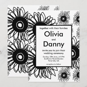 Invitation de mariage Tatouage Tournesol Floral No