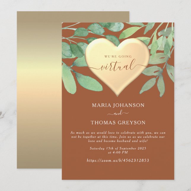 Invitation de mariage Terracotta Zoom (Devant / Derrière)