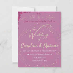 Invitation de mariage thème Gold & Pink Lizzy & Da