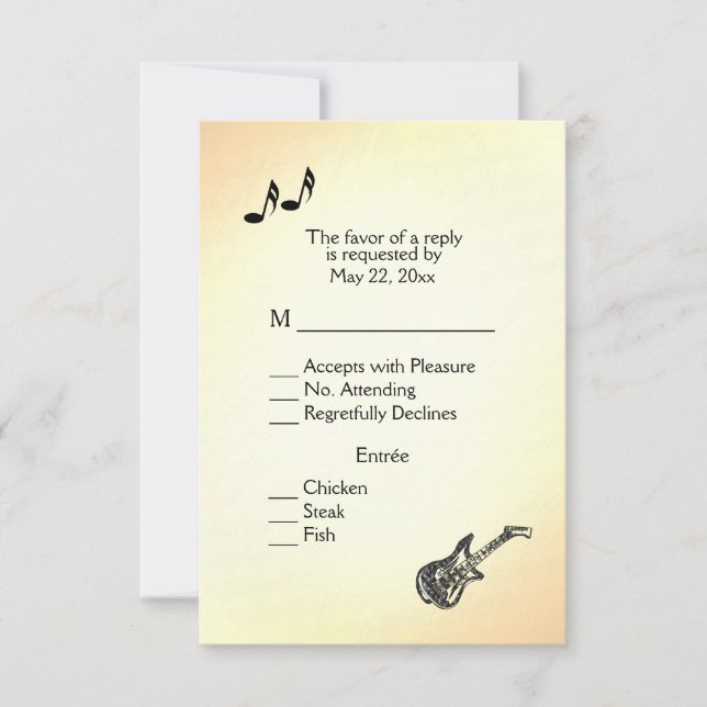 Invitation de mariage thème guitare jaune   (Devant)