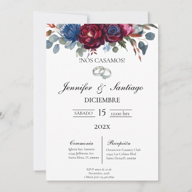 Invitation de mariage thème jewel  (Devant)