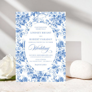 Invitation de mariage Toile de Jouy Royale Bleue I
