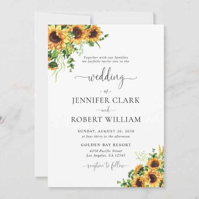 Invitation de mariage Tournesol (Devant)