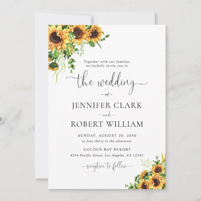 Invitation de mariage Tournesol (Devant)