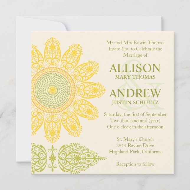 Invitation de mariage Tournesol (Devant)