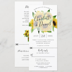 Invitation de mariage tournesol avec RSVP ci-joint
