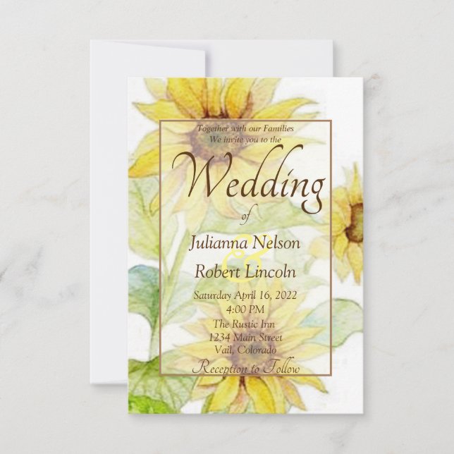 Invitation de mariage Tournesols (Devant)