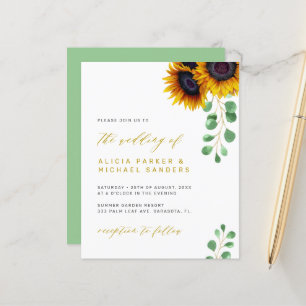 Invitation de mariage tournesols eucalyptus à peti