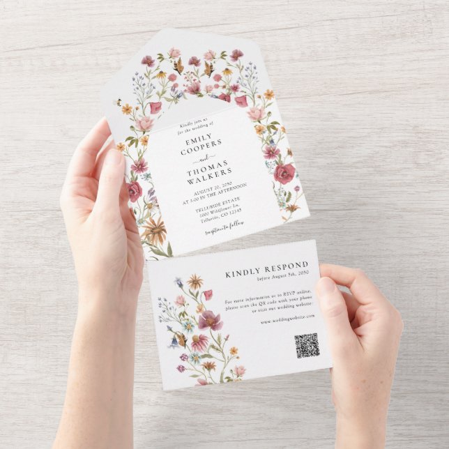Invitation de mariage tous fleurs sauvages en un (Déchirure)