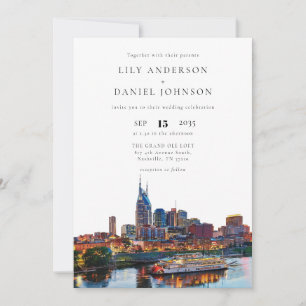 Invitation de mariage tout-en-un aquarelle sur le