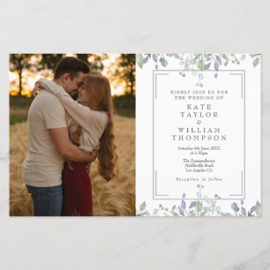 Invitation de mariage tout-en-un avec photo floral