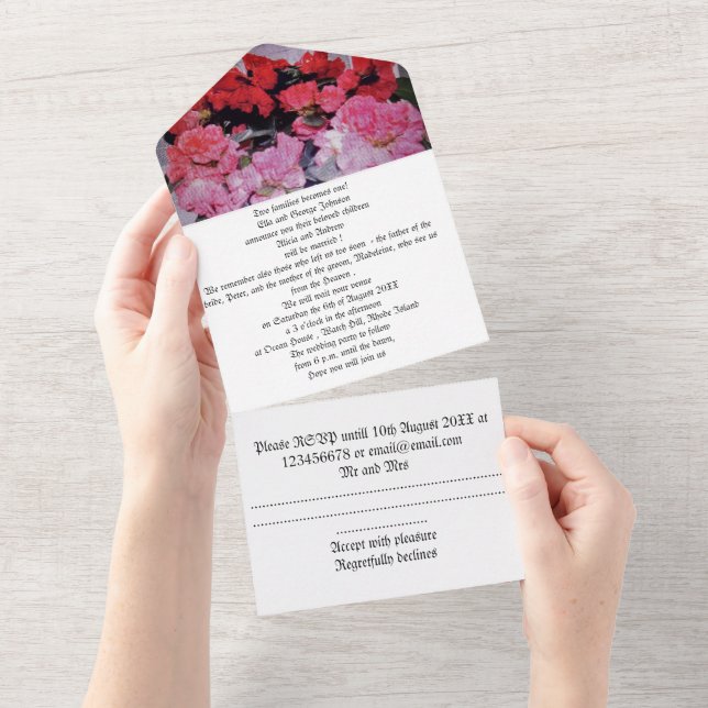 Invitation de mariage tout en un Azaleea Photo (Déchirure)
