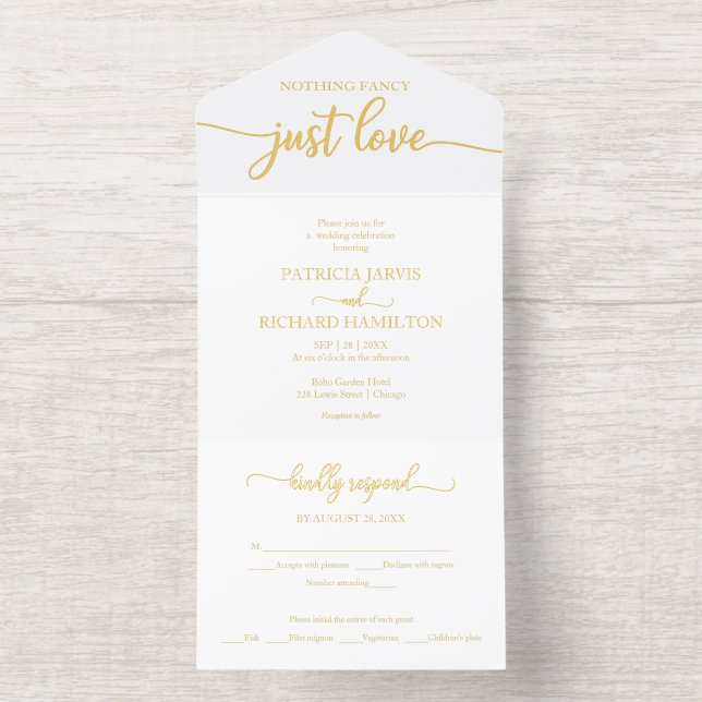 Invitation de mariage tout-en-un en feuille d'alum (Intérieur)