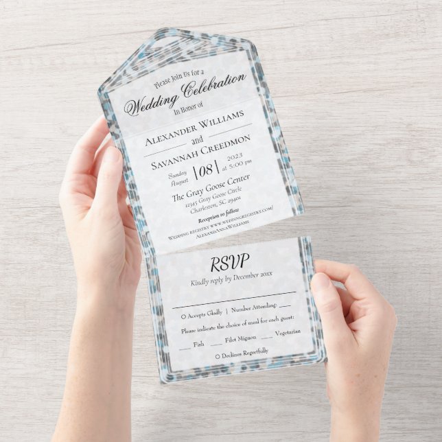 Invitation de mariage tout-en-un en pierre abstrai (Déchirure)