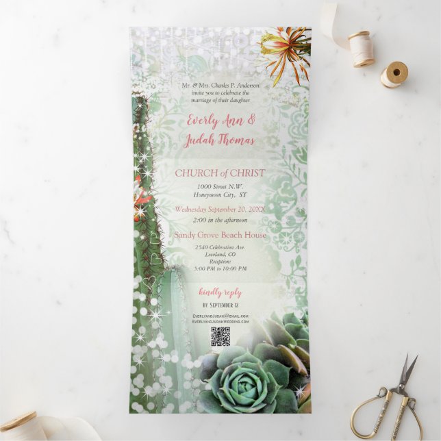 Invitation de mariage tout-en-un pliable en trois  (Intérieur)