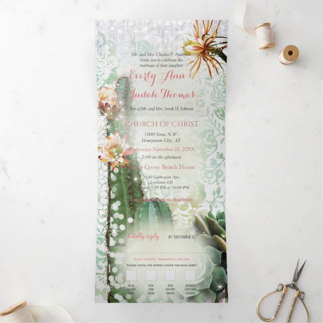 Invitation de mariage tout-en-un pliable en trois  (Intérieur)