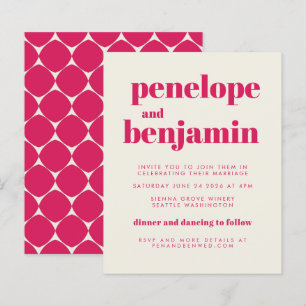 Invitation de mariage tout-en-un rose chaud Super 