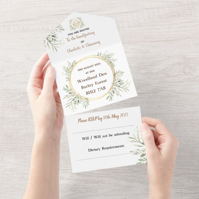 Invitation de mariage | Tout en un | RSVP | Handfa (Déchirure)