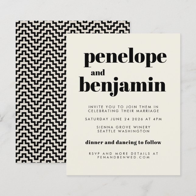 Invitation de mariage tout-en-un Super budget (Devant / Derrière)