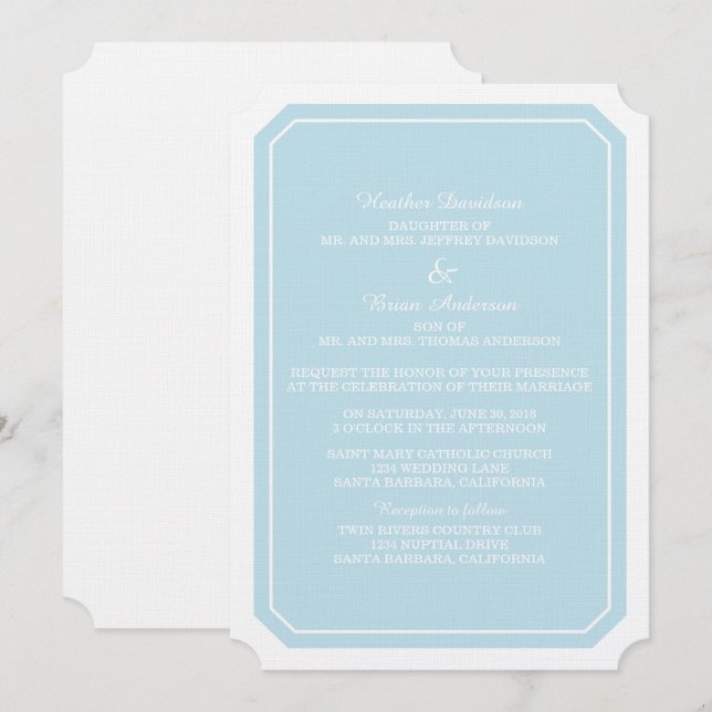 Invitation de mariage tout simple et élégant (Devant / Derrière)