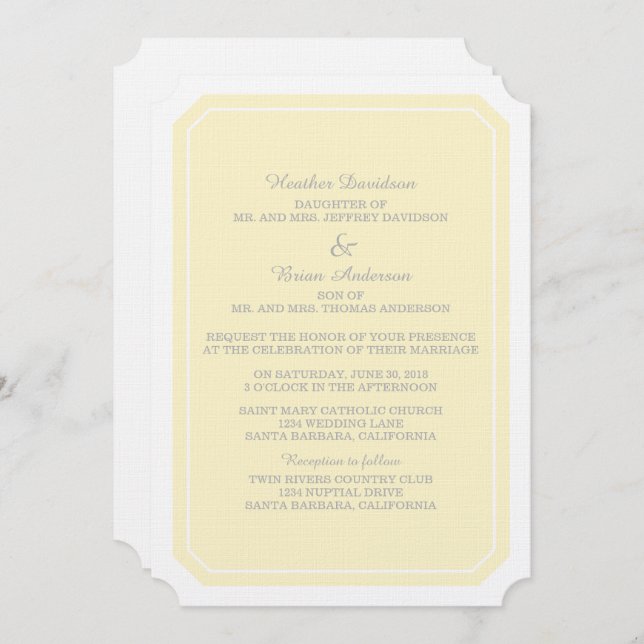 Invitation de mariage tout simplement élégant (Devant / Derrière)