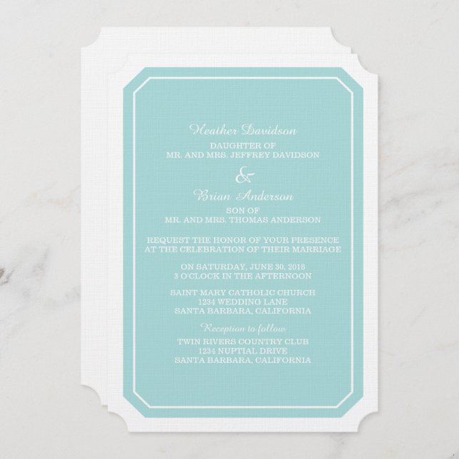 Invitation de mariage tout simplement élégant (Devant / Derrière)