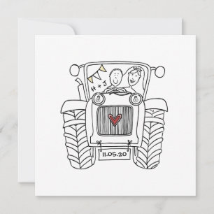 Invitation de mariage tracteur de campagne personn