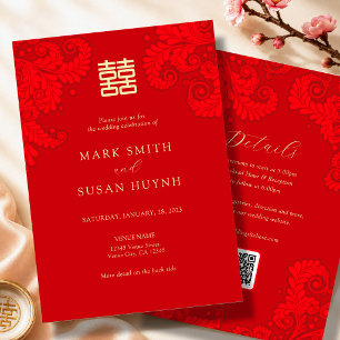 Invitation de mariage traditionnelle chinoise en a