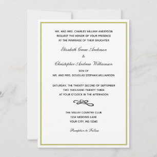 Invitation de mariage traditionnelle formelle or b