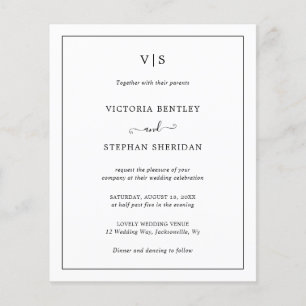 Invitation de mariage traditionnelle noir et blanc